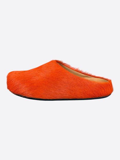 Marni Orange Calfskin Fussbett Sabot Slides