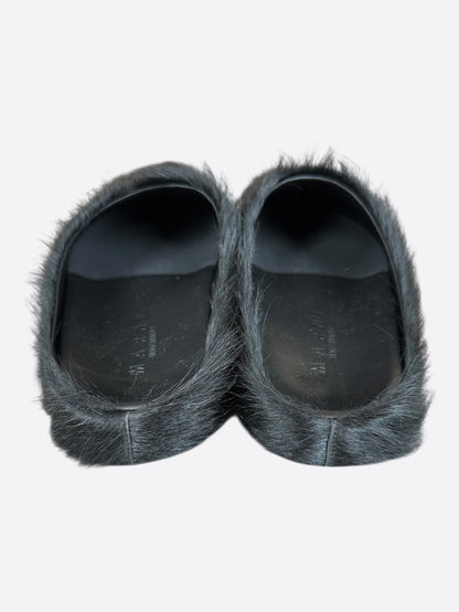 Marni Black Calfskin Fussbett Sabot Slides