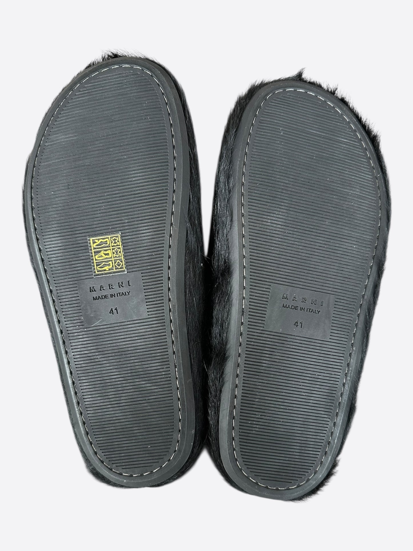 Marni Black Calfskin Fussbett Sabot Slides