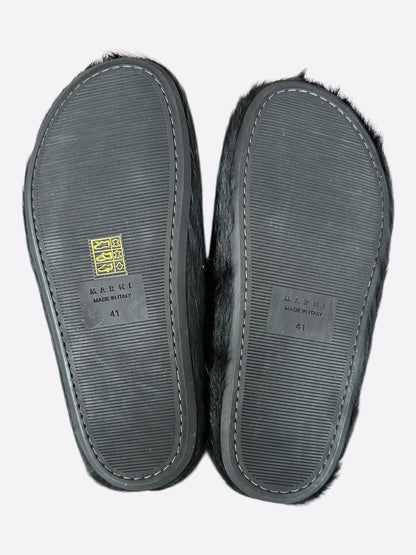 Marni Black Calfskin Fussbett Sabot Slides
