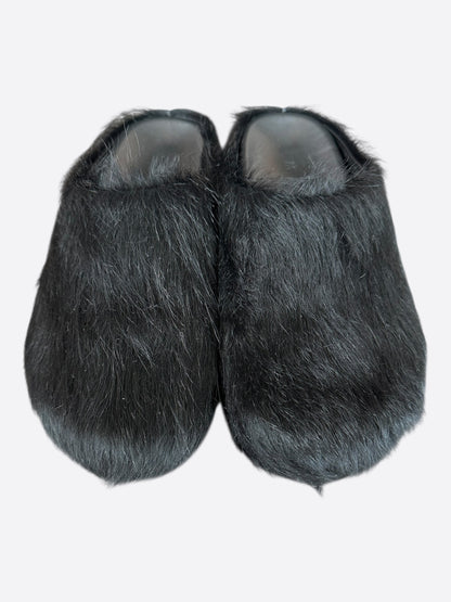 Marni Black Calfskin Fussbett Sabot Slides