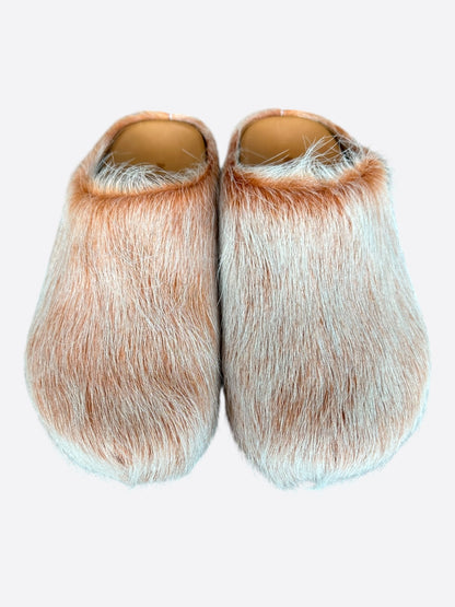 Marni Peach Calfskin Fussbett Sabot Slides