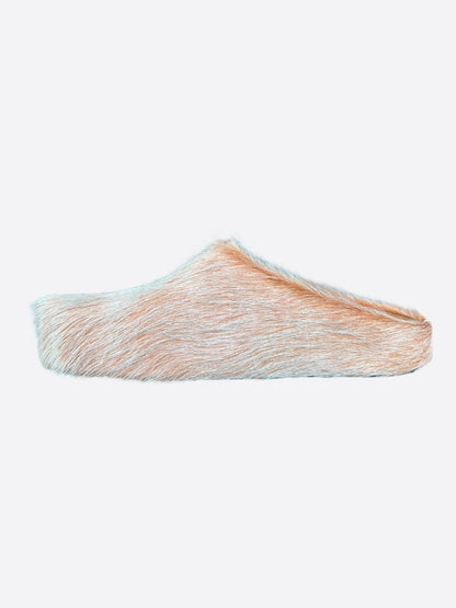Marni Peach Calfskin Fussbett Sabot Slides