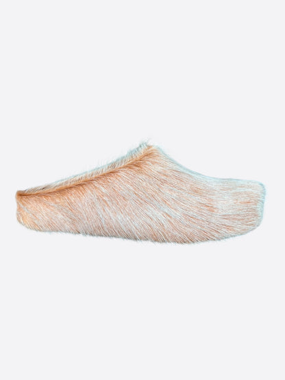 Marni Peach Calfskin Fussbett Sabot Slides