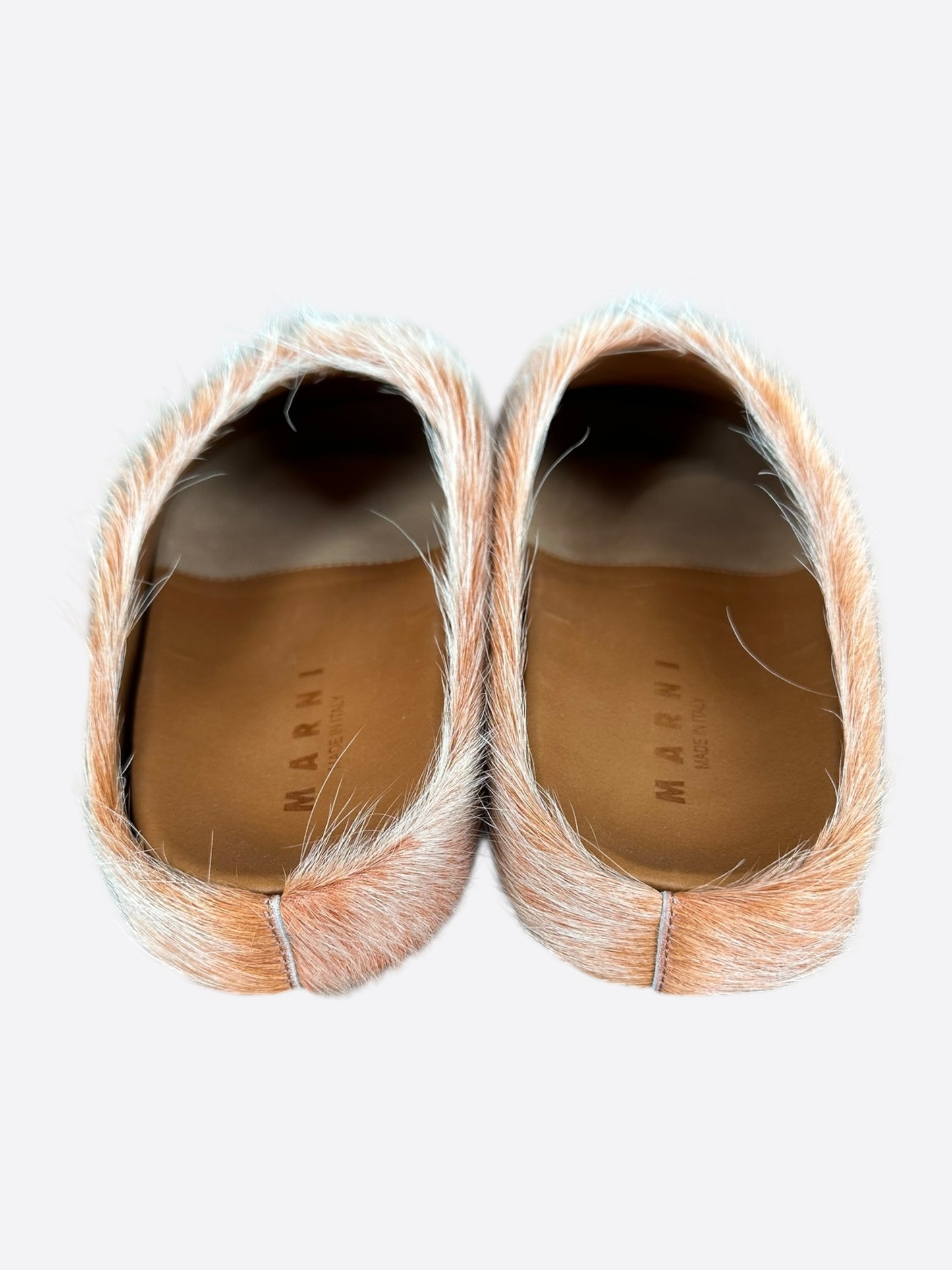 Marni Peach Calfskin Fussbett Sabot Slides