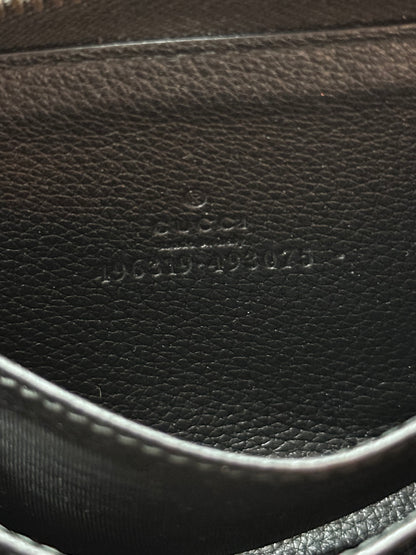 Gucci Black Leather Belt Logo Zip Wallet