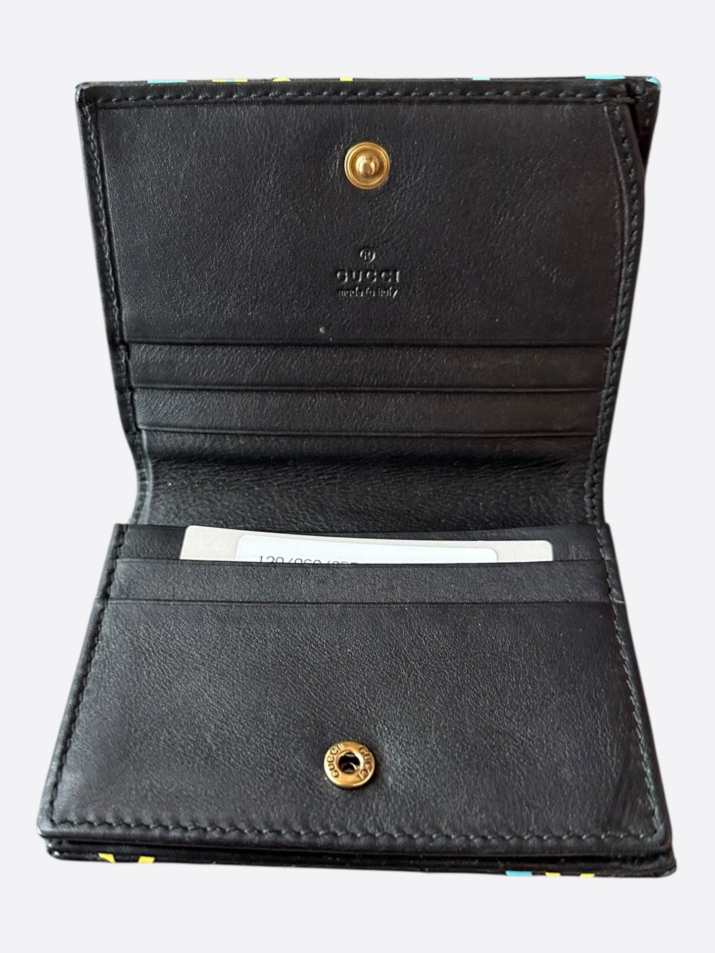 Gucci Black Blue & Yellow Ghost GG Marrmont Cardholder