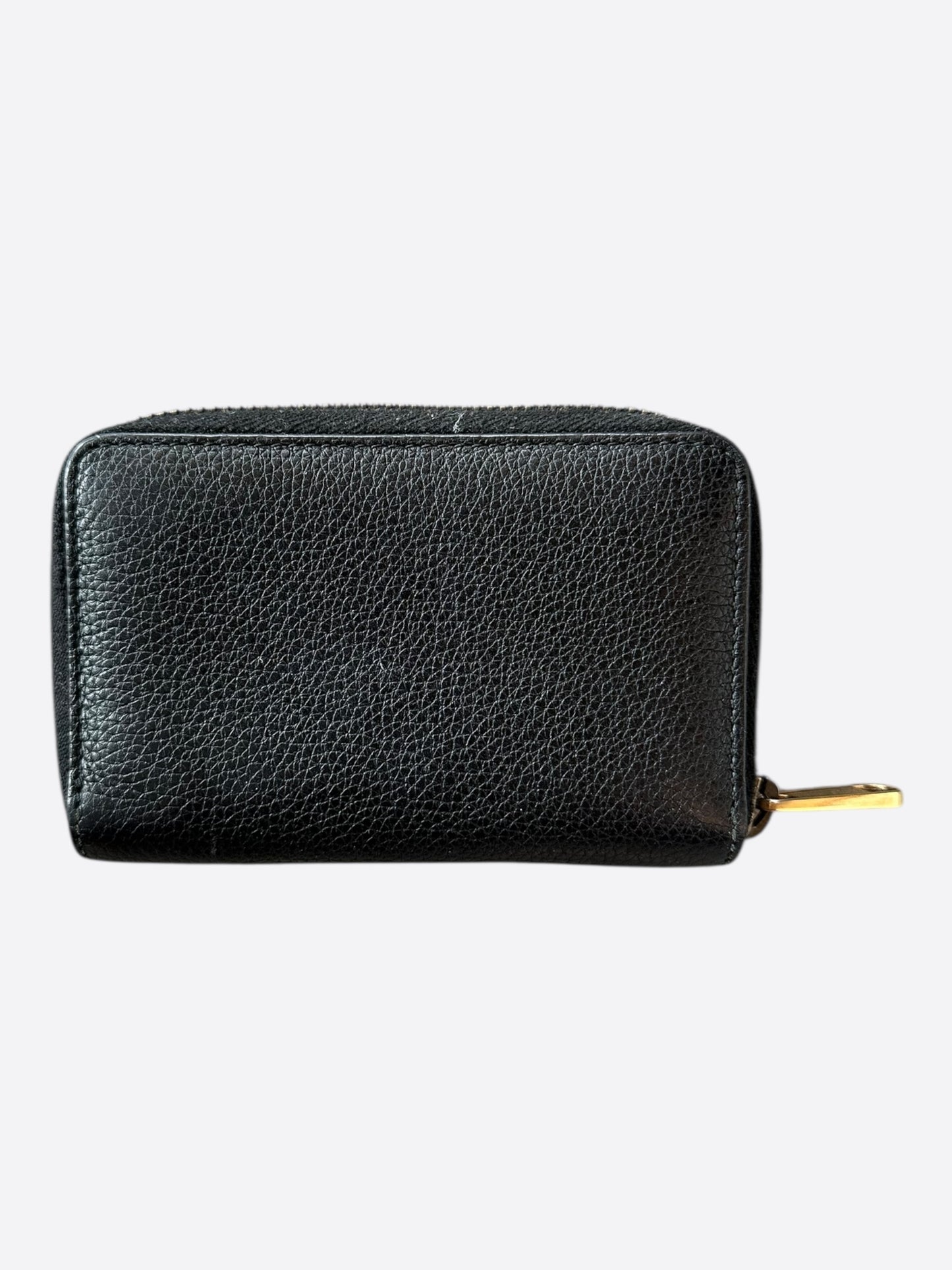 Gucci Black Leather Belt Logo Zip Wallet