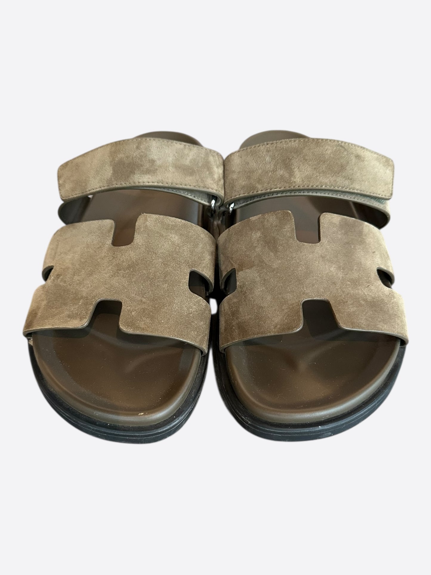 Hermes Brown Suede Chypre Sandals