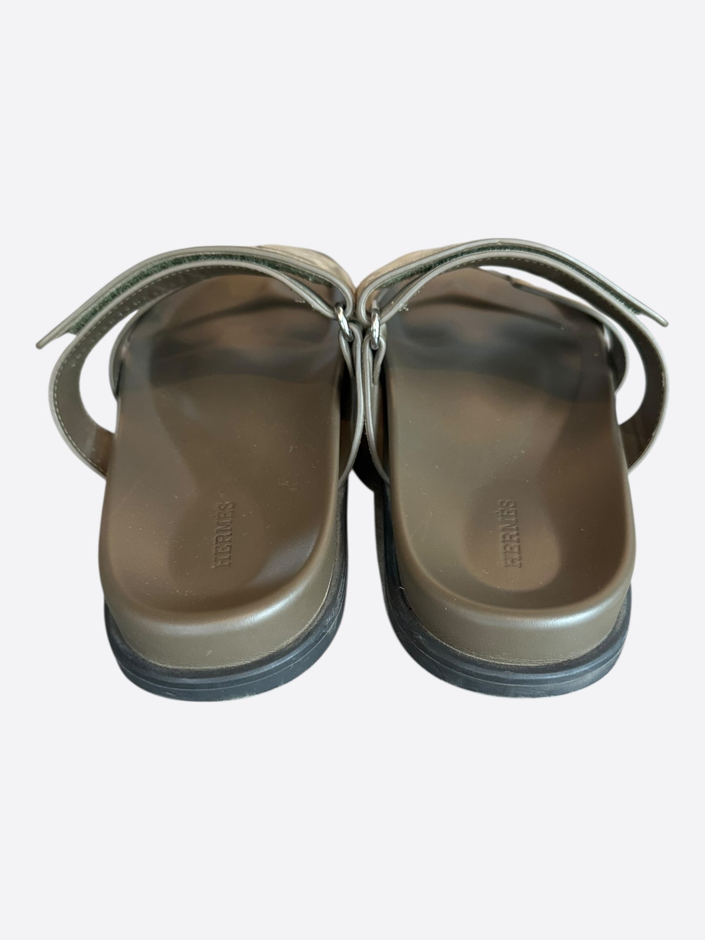 Hermes Brown Suede Chypre Sandals