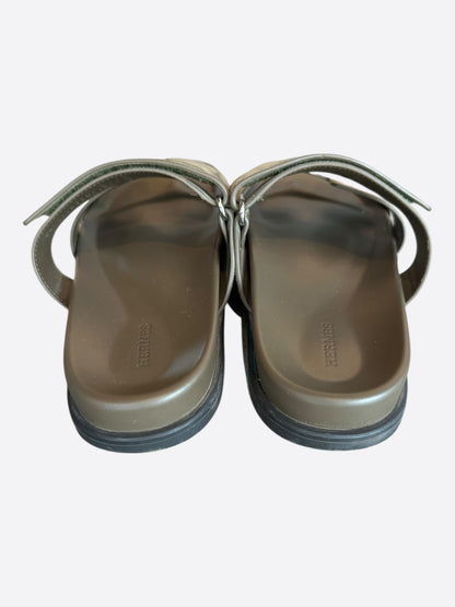 Hermes Brown Suede Chypre Sandals