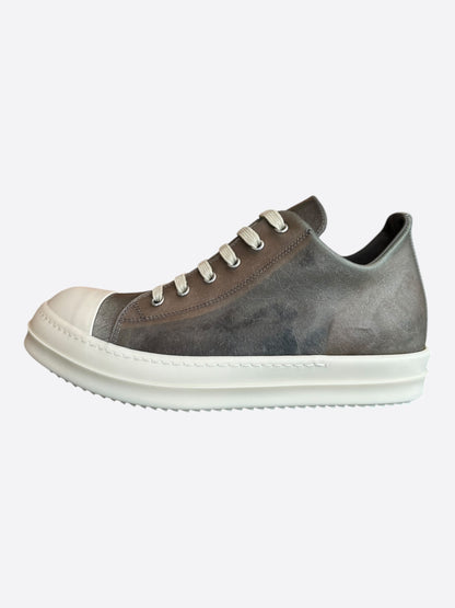 Rick Owens Brown & White Leather Low Top Sneakers