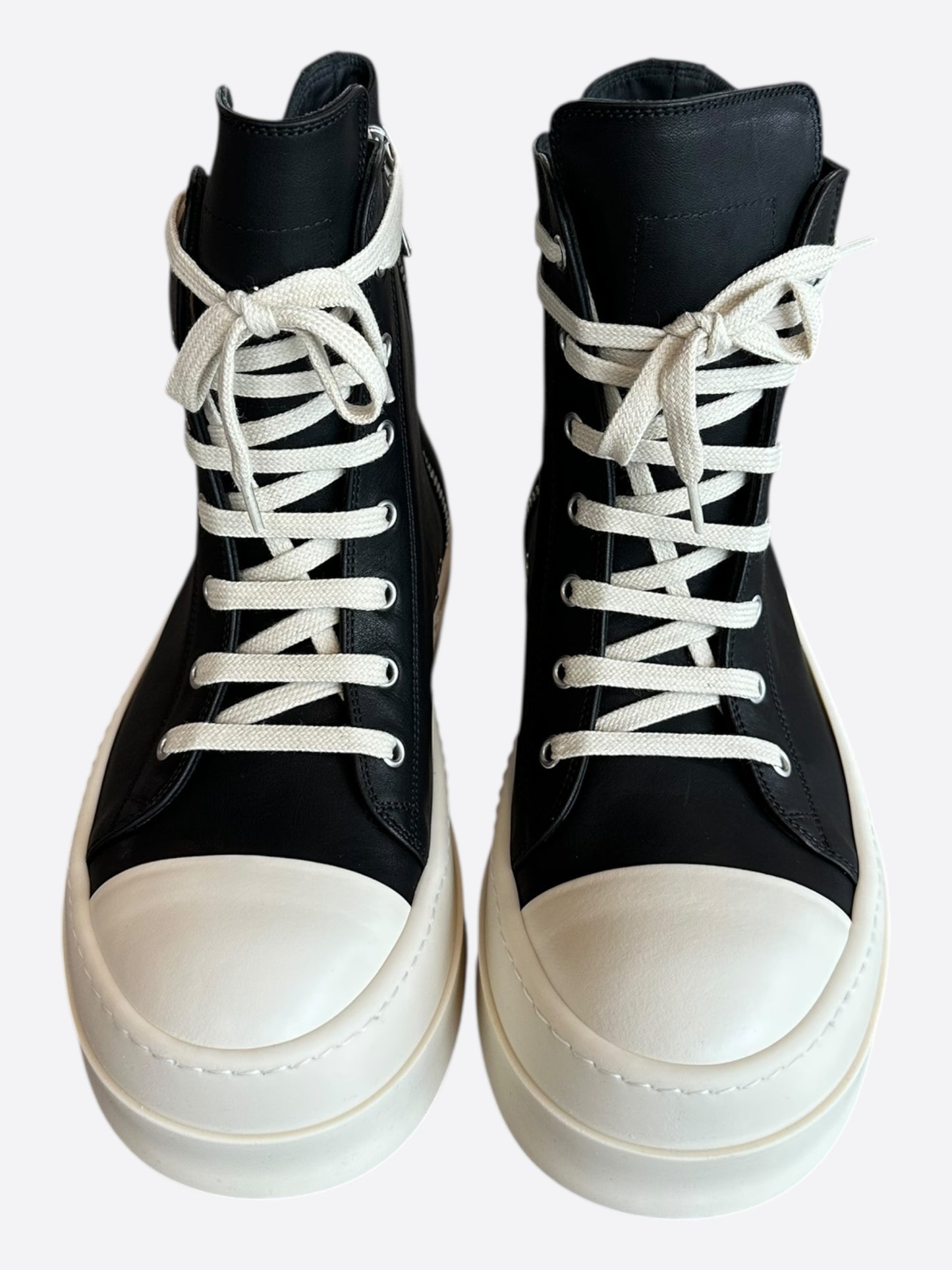 Rick Owens Black & White Mega Bumper Women's High Top Sneakers