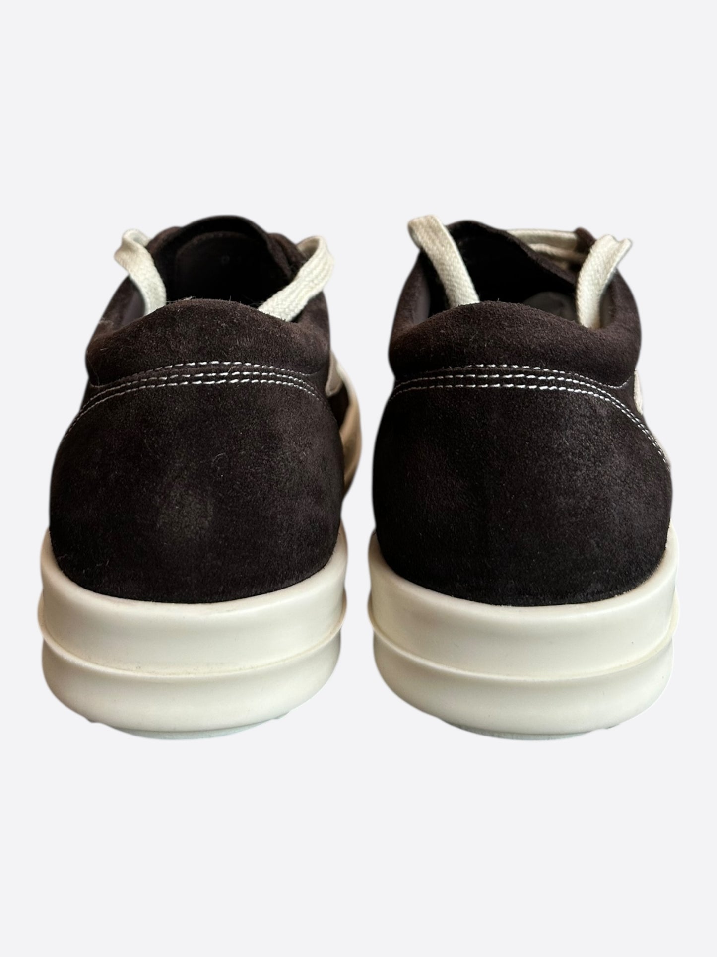 Rick Owens Dark Brown & White Suede Vintage Women's Low Top Sneakers