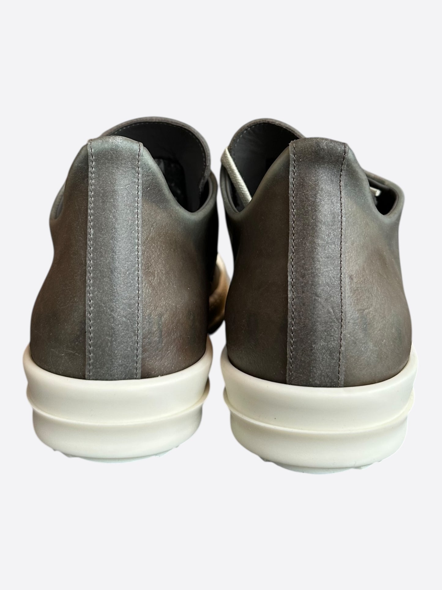 Rick Owens Brown & White Leather Low Top Sneakers
