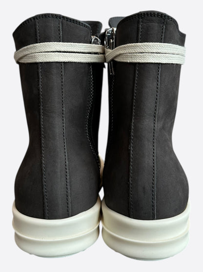 Rick Owens Dark Grey & White Leather Women's High Top Sneakers
