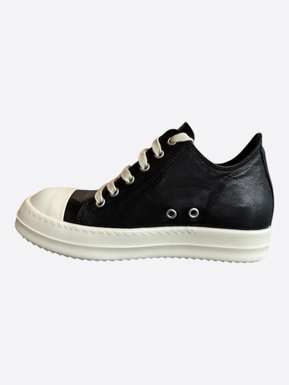 Rick Owens Black & White Leather Women's Low Top Sneakers