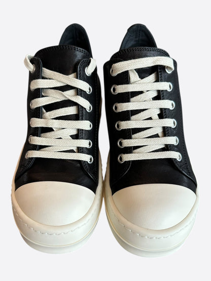 Rick Owens Black & White Leather Women's Low Top Sneakers