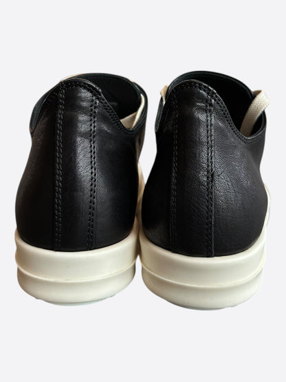 Rick Owens Black & White Leather Women's Low Top Sneakers