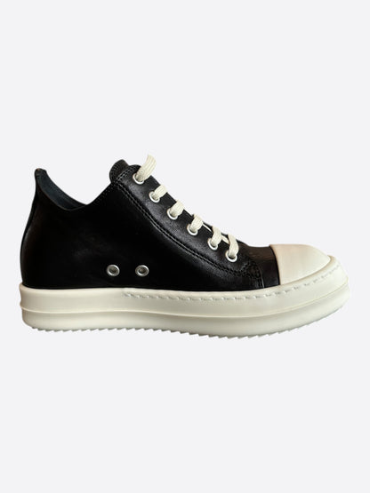 Rick Owens Black & White Leather Women's Low Top Sneakers