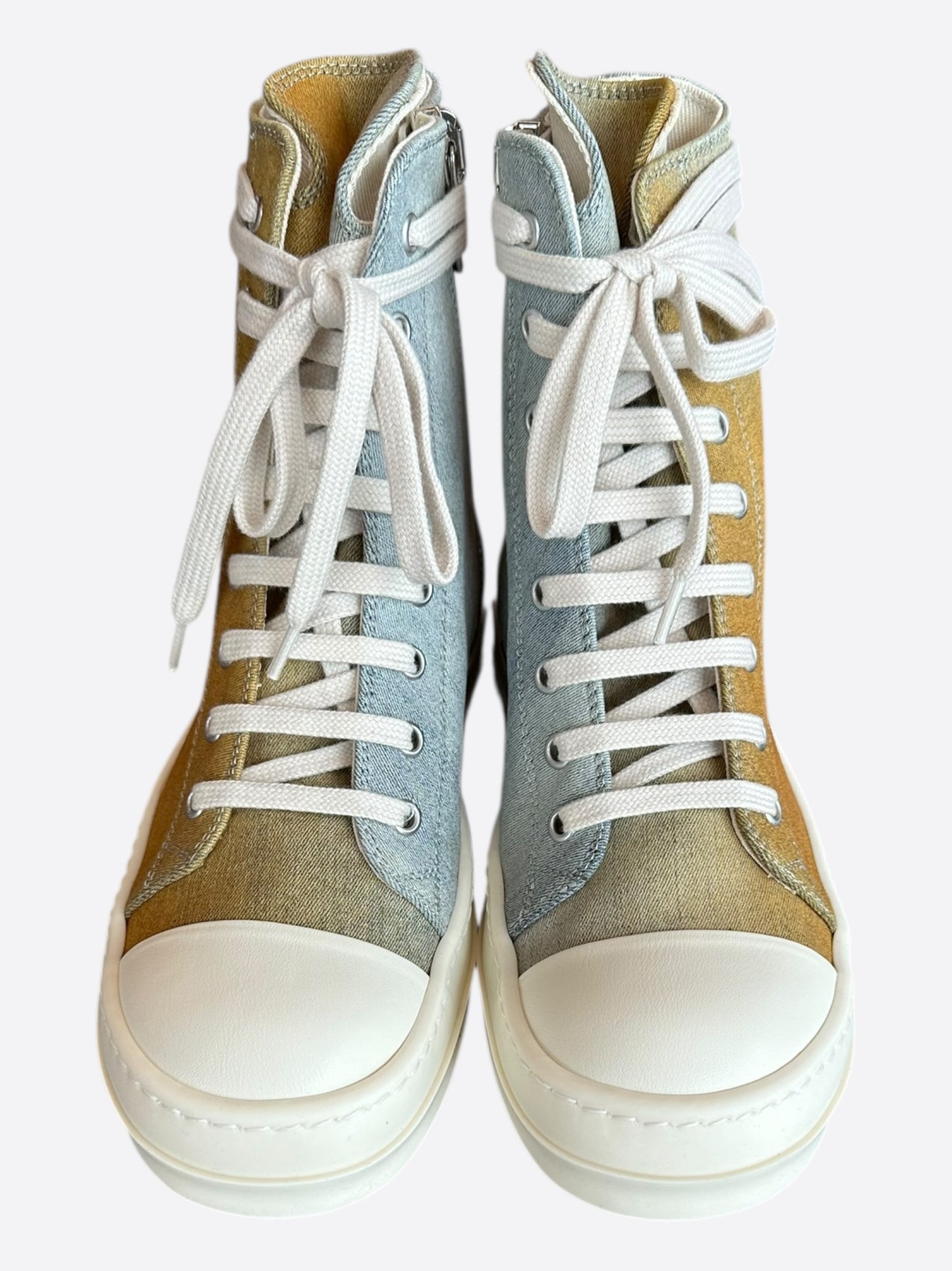 Rick Owens Blue & Orange Gradient Women's High Top Sneakers