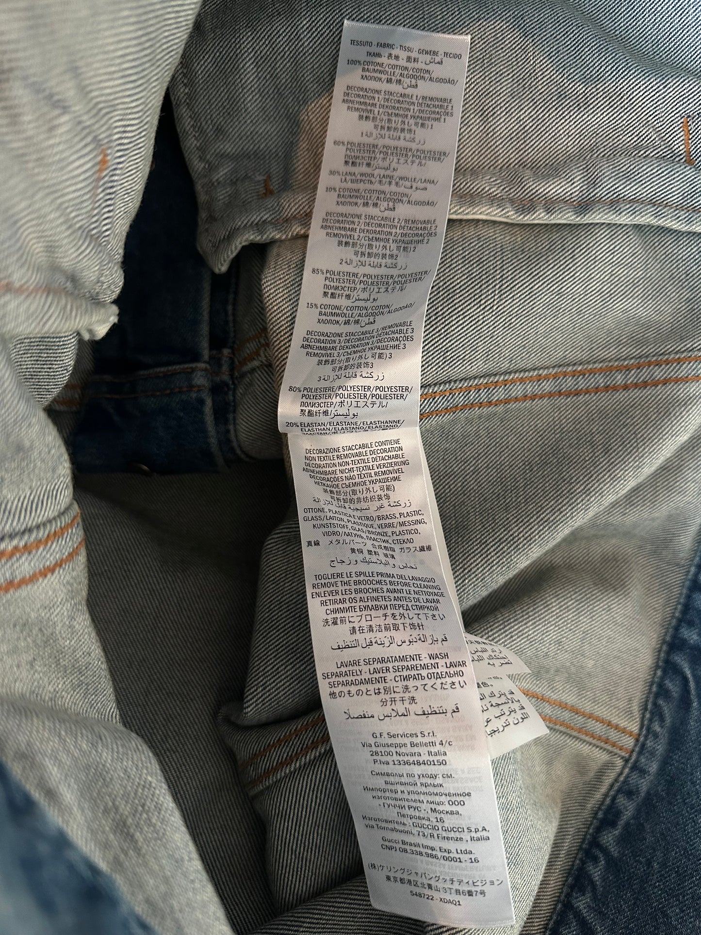 Gucci Blue & Multicolor Embroidered Patches Denim Jacket