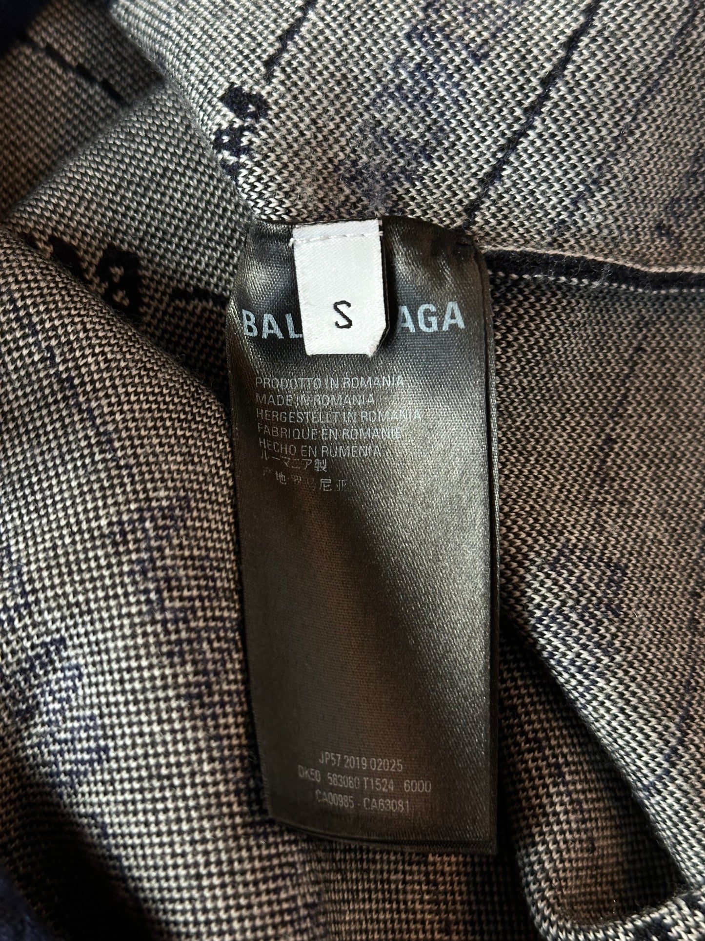 Balenciaga Navy Black & White All Over Logo Knit Sweater