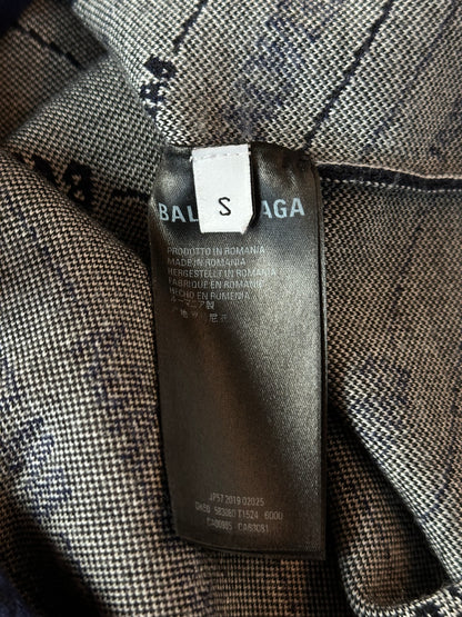 Balenciaga Navy Black & White All Over Logo Knit Sweater