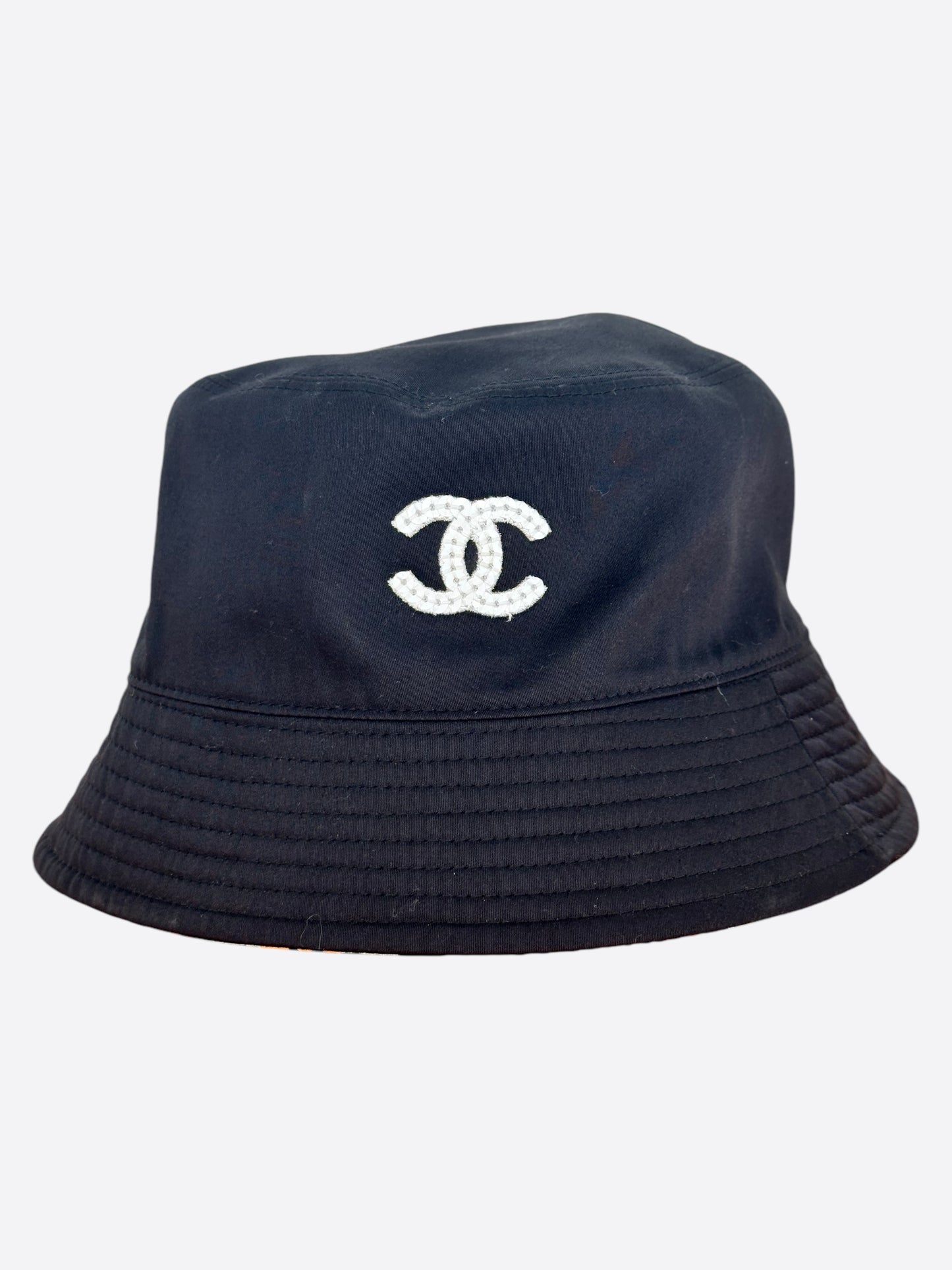 Chanel Black & White CC Logo Reversible Bucket Hat