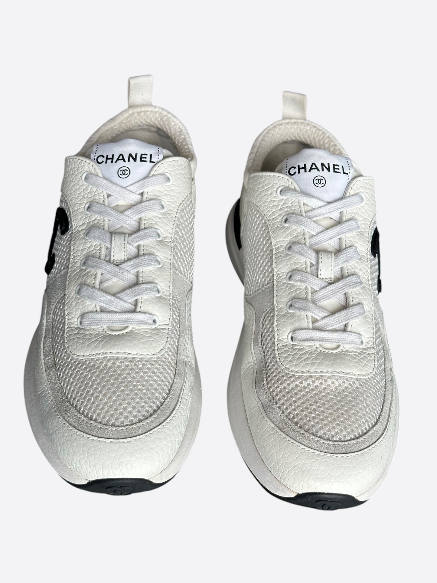 Chanel White & Black CC Logo Runners