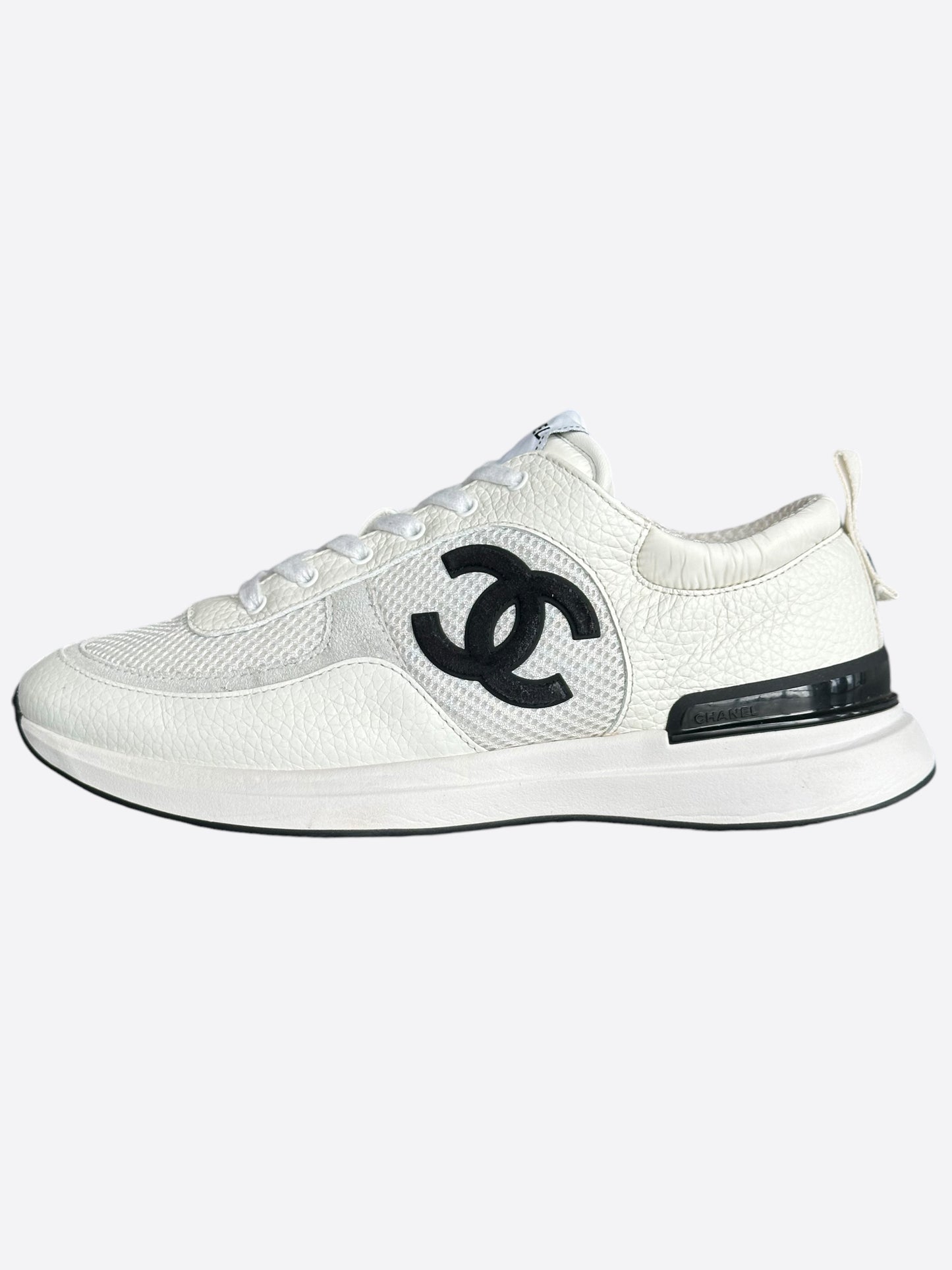 Chanel White & Black CC Logo Runners