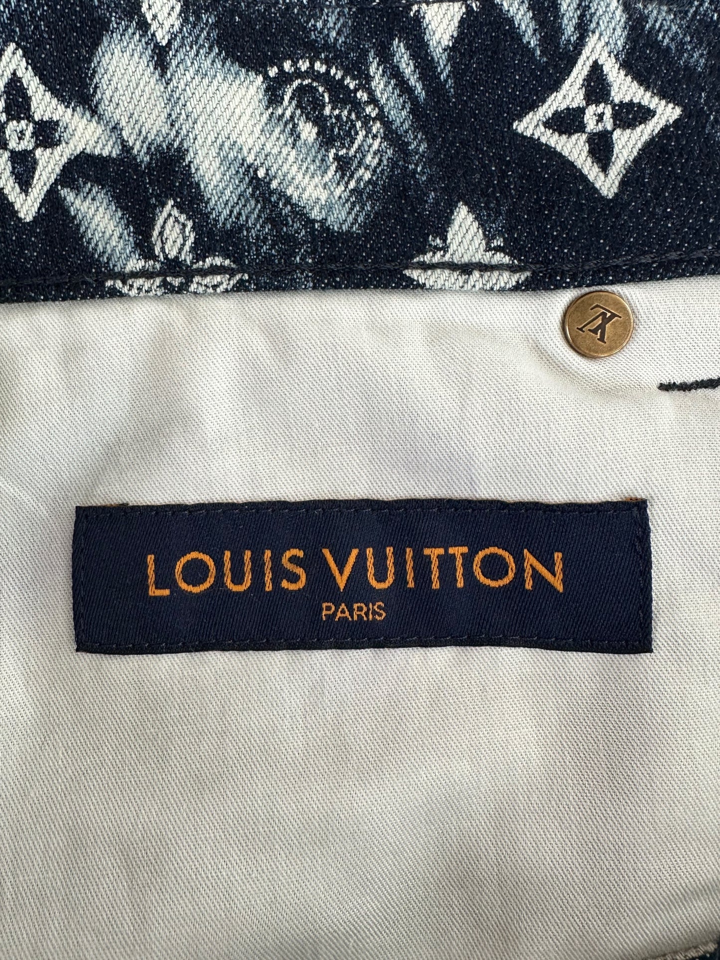 Louis Vuitton Blue Bleached Bandana Monogram Denim Shorts