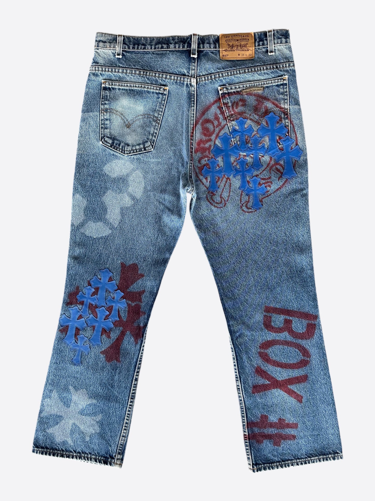 Chrome Hearts Levis Blue Cross Patch Stencil Jeans