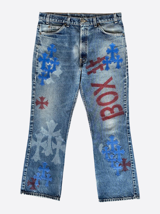 Chrome Hearts Levis Blue Cross Patch Stencil Jeans