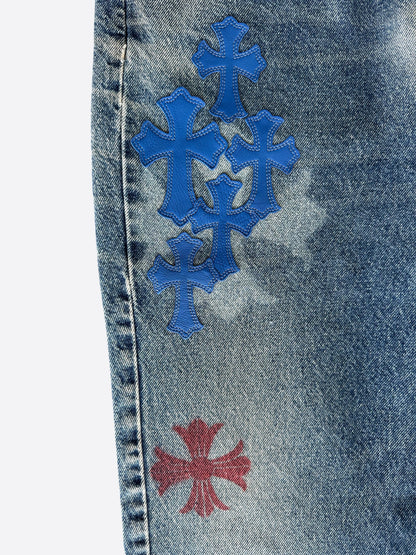 Chrome Hearts Levis Blue Cross Patch Stencil Jeans