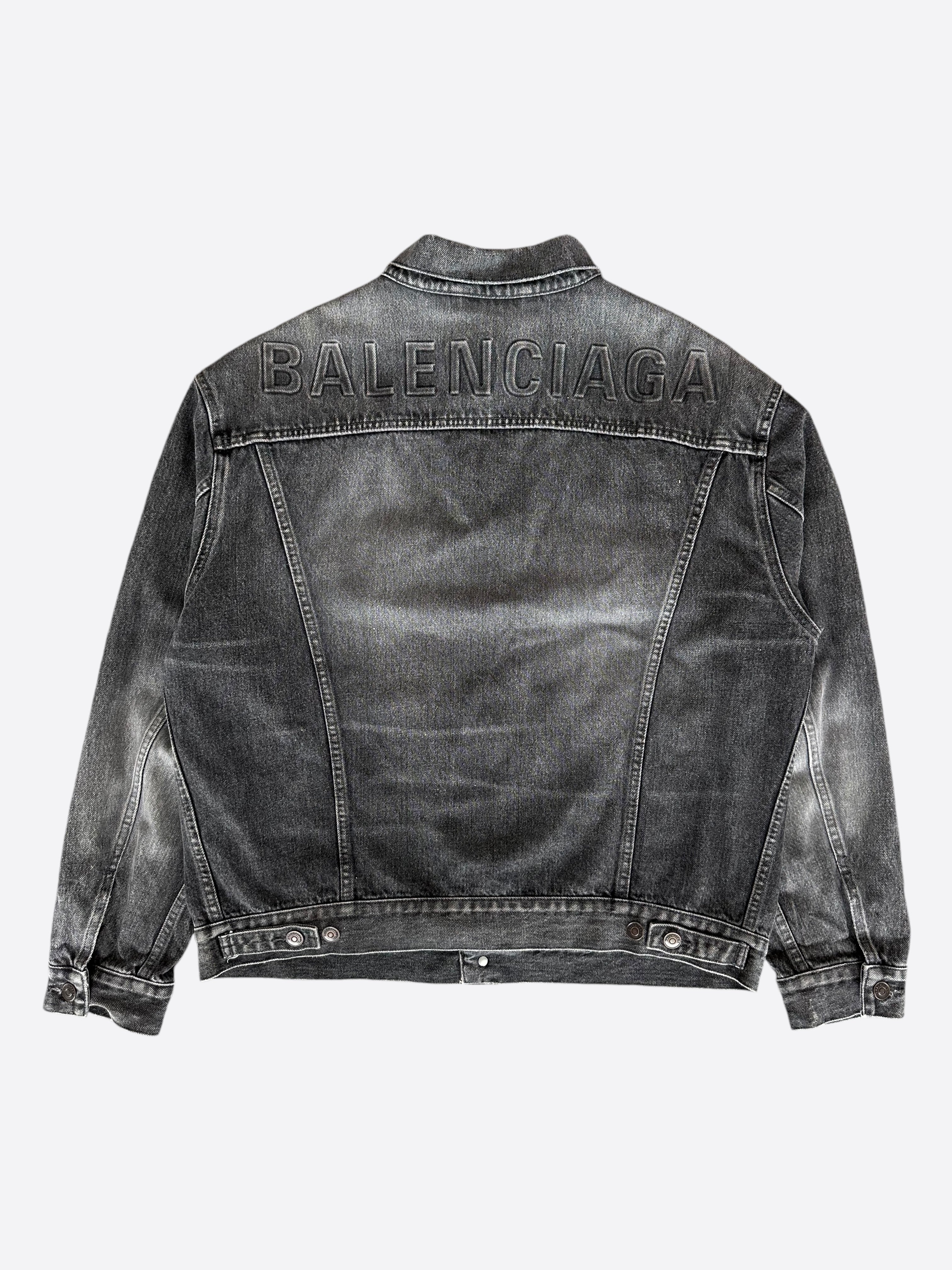 Balenciaga jeans jacket black best sale