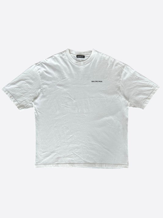 Balenciaga White & Black Logo T-Shirt