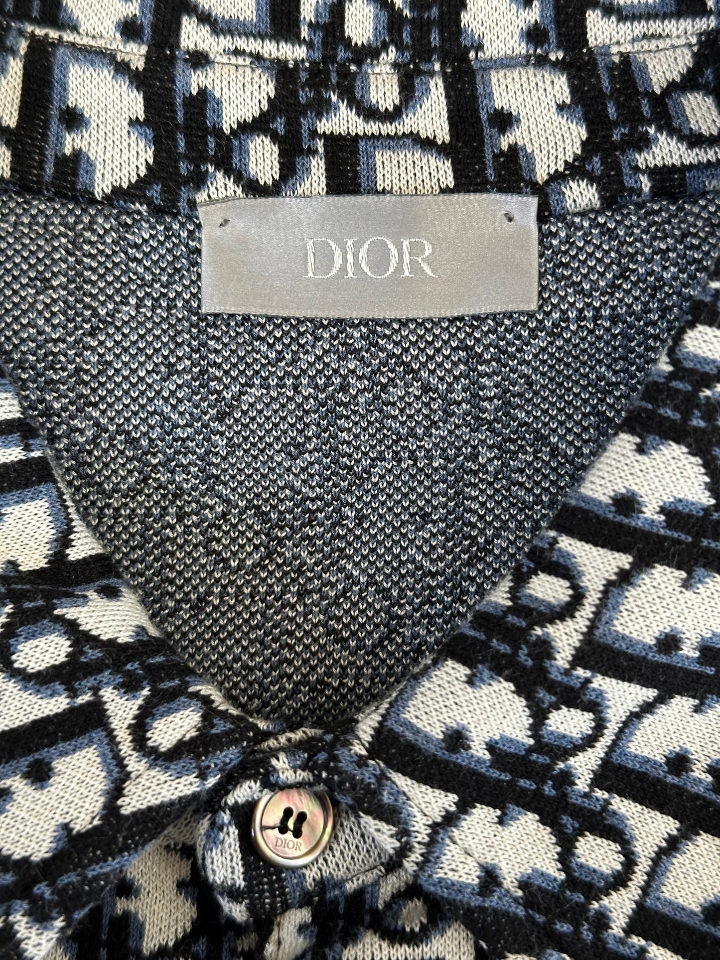 Dior Beige & Blue Oblique Button Up Shirt