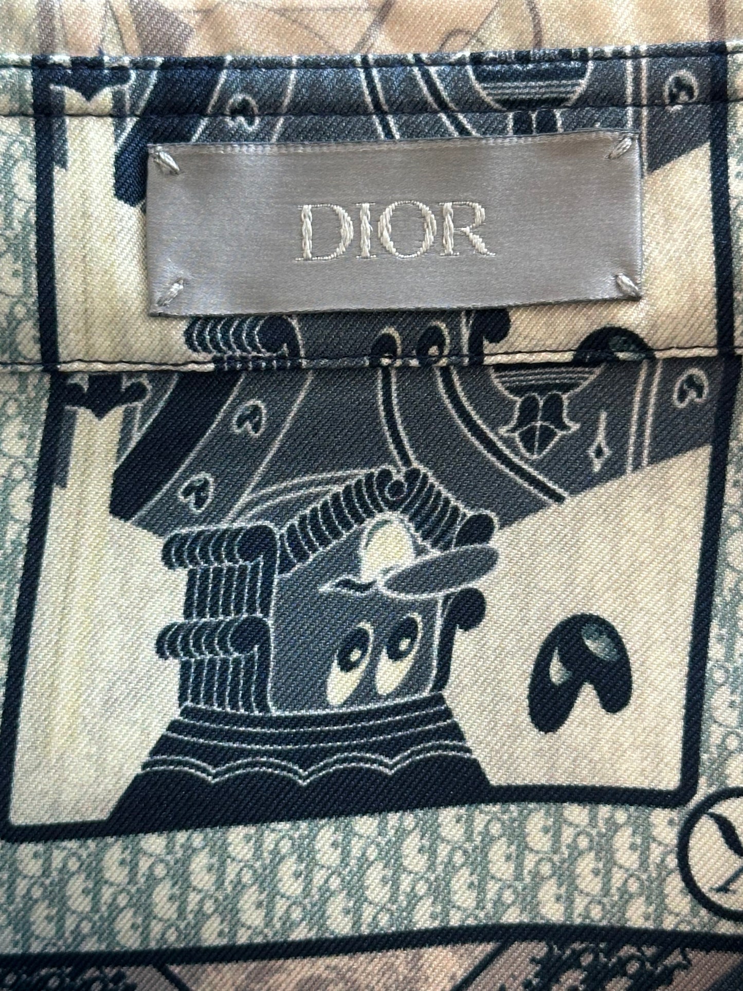 Dior Kenny Scharf Blue & White Playing Cards Silk Shirt