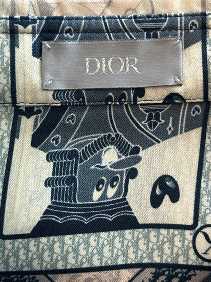 Dior Kenny Scharf Blue & White Playing Cards Silk Shirt