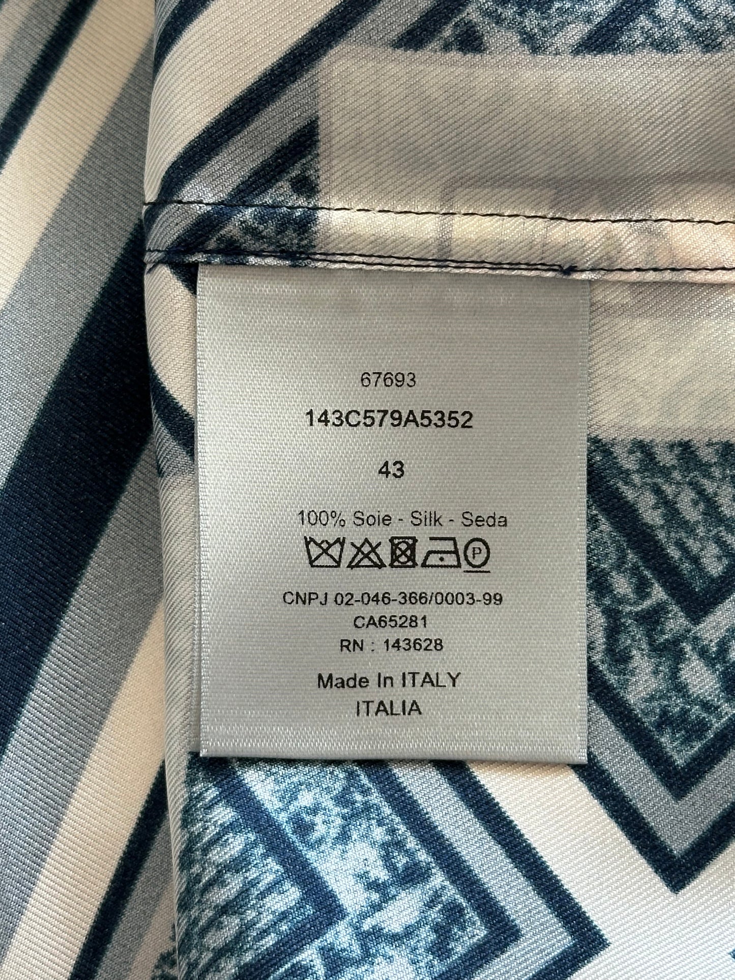 Dior Kenny Scharf Blue & White Playing Cards Silk Shirt