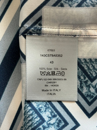 Dior Kenny Scharf Blue & White Playing Cards Silk Shirt