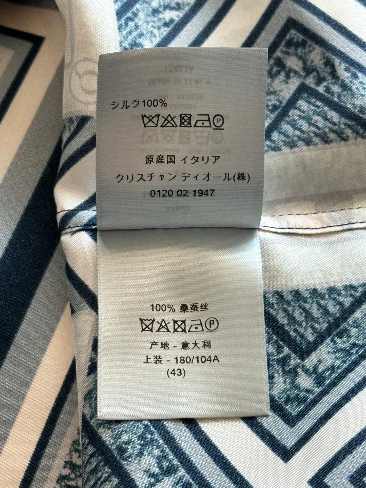 Dior Kenny Scharf Blue & White Playing Cards Silk Shirt