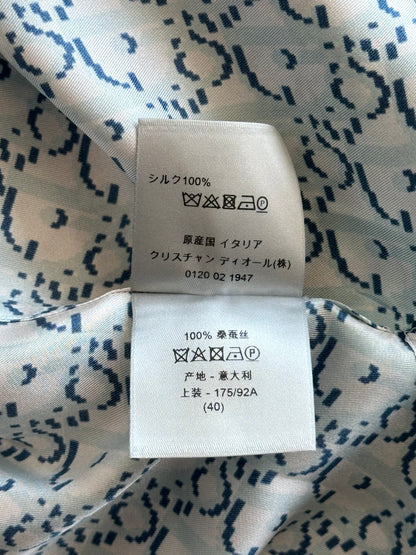 Dior Blue & White Oblique Silk Button Up Shirt