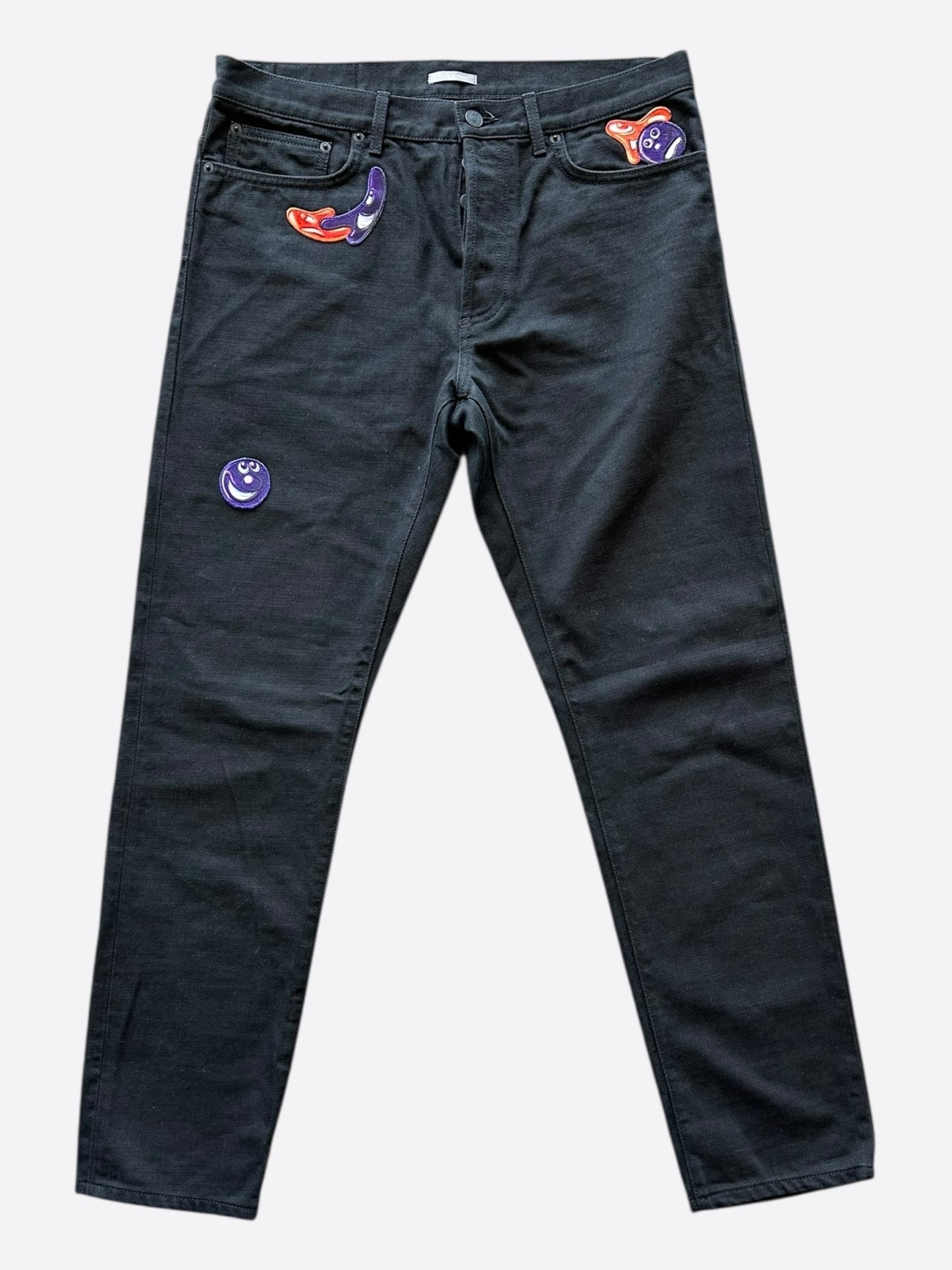 Dior Black Kenny Scharf Embroidered Character Jeans