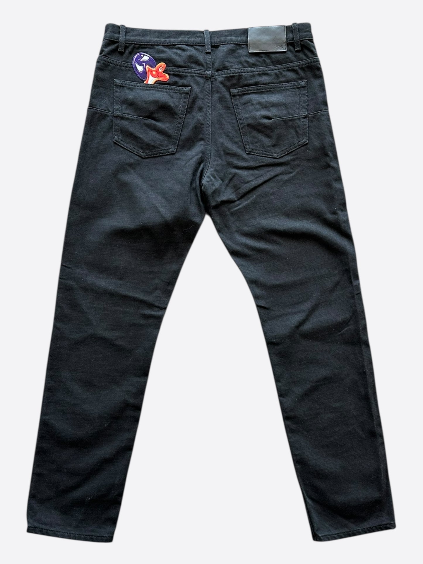 Dior Black Kenny Scharf Embroidered Character Jeans
