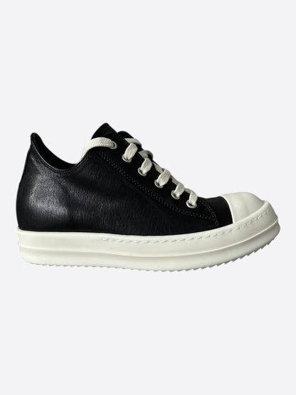 Rick Owens Black & White Leather Women's Low Top Sneakers