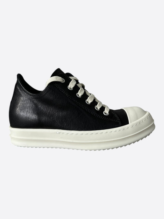 Rick Owens Black & White Leather Women's Low Top Sneakers