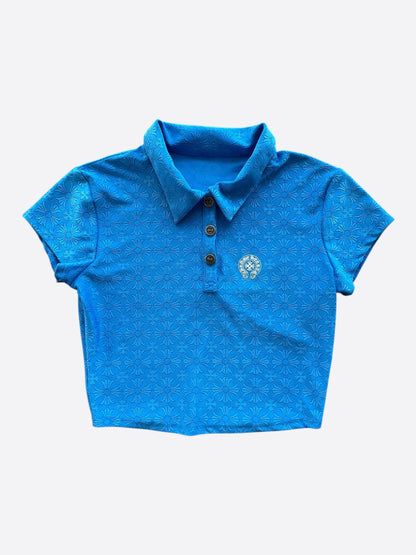 Chrome Hearts Blue Cross Jacquard Cropped Polo Women's T-Shirt