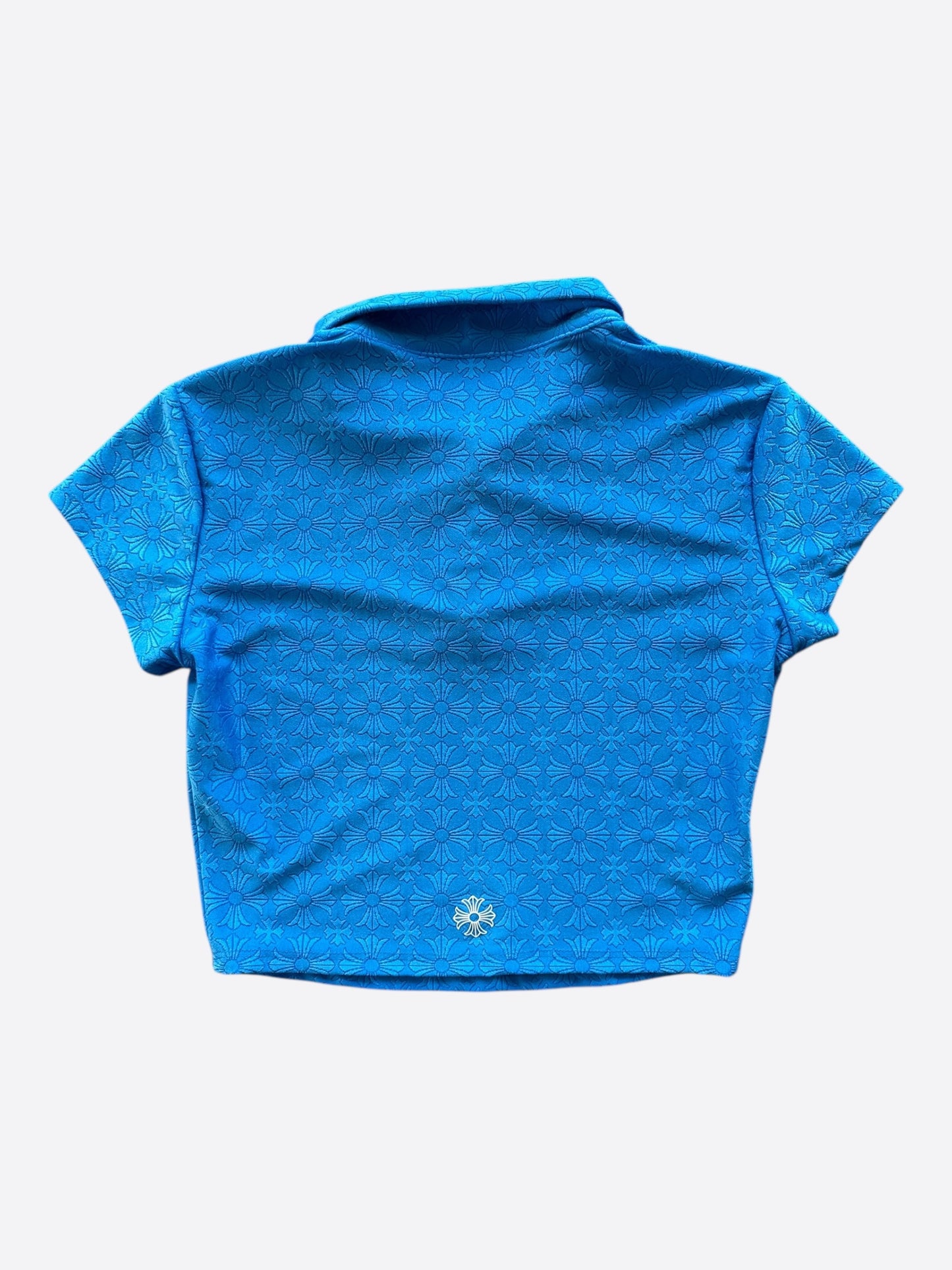 Chrome Hearts Blue Cross Jacquard Cropped Polo Women's T-Shirt
